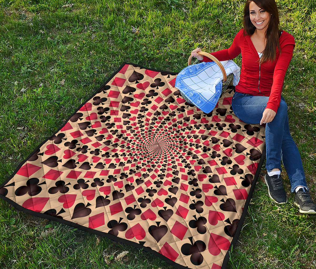 Swirl Playing Card Suits Print Quilt