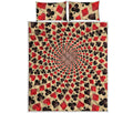 Swirl Playing Card Suits Print Quilt Bed Set