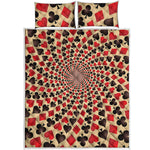 Swirl Playing Card Suits Print Quilt Bed Set