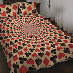 Swirl Playing Card Suits Print Quilt Bed Set