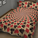 Swirl Playing Card Suits Print Quilt Bed Set