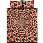 Swirl Playing Card Suits Print Quilt Bed Set