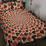 Swirl Playing Card Suits Print Quilt Bed Set