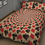 Swirl Playing Card Suits Print Quilt Bed Set