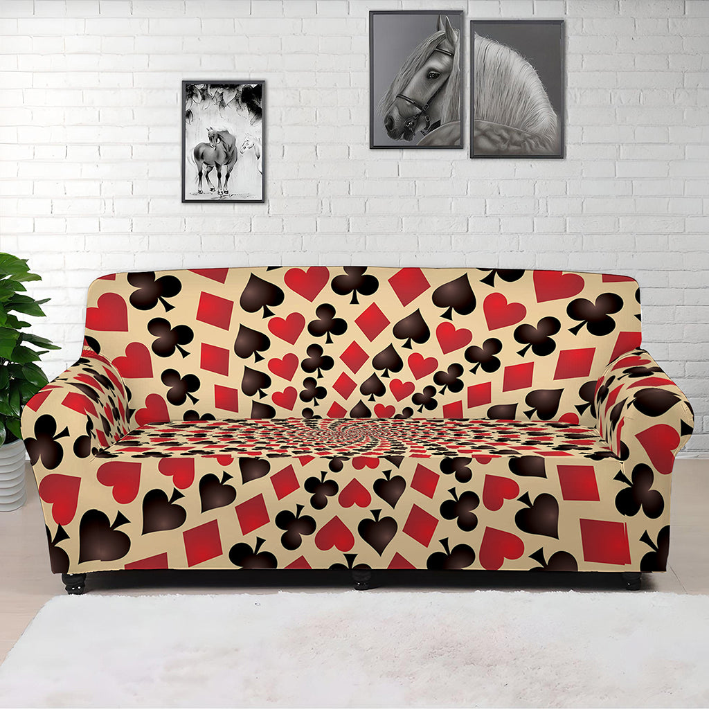 Swirl Playing Card Suits Print Sofa Cover