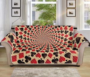 Swirl Playing Card Suits Print Sofa Protector