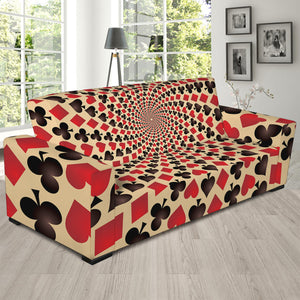 Swirl Playing Card Suits Print Sofa Slipcover