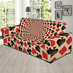 Swirl Playing Card Suits Print Sofa Slipcover