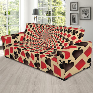 Swirl Playing Card Suits Print Sofa Slipcover