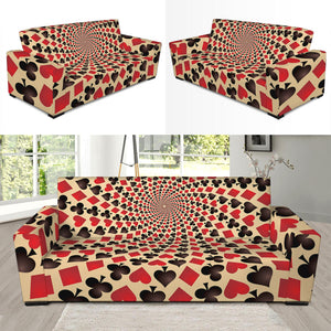 Swirl Playing Card Suits Print Sofa Slipcover