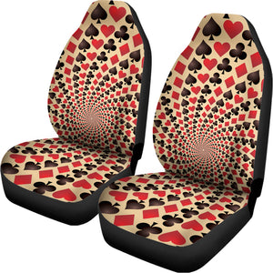 Swirl Playing Card Suits Print Universal Fit Car Seat Covers