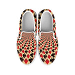 Swirl Playing Card Suits Print White Slip On Shoes