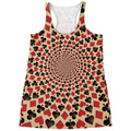 Swirl Playing Card Suits Print Women's Racerback Tank Top
