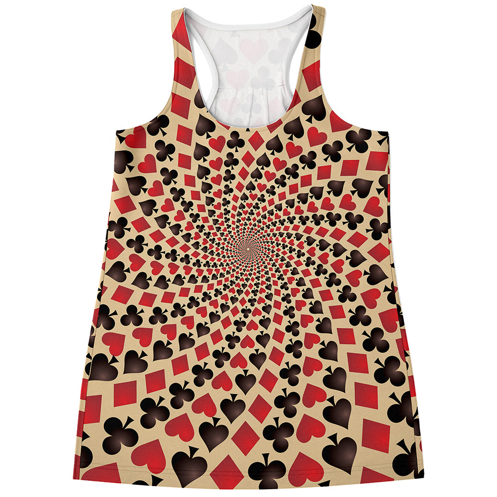Swirl Playing Card Suits Print Women's Racerback Tank Top