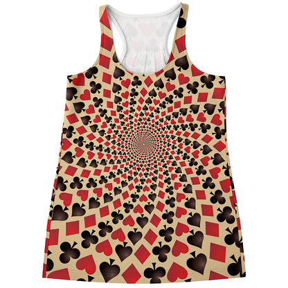 Swirl Playing Card Suits Print Women's Racerback Tank Top