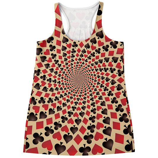 Swirl Playing Card Suits Print Women's Racerback Tank Top