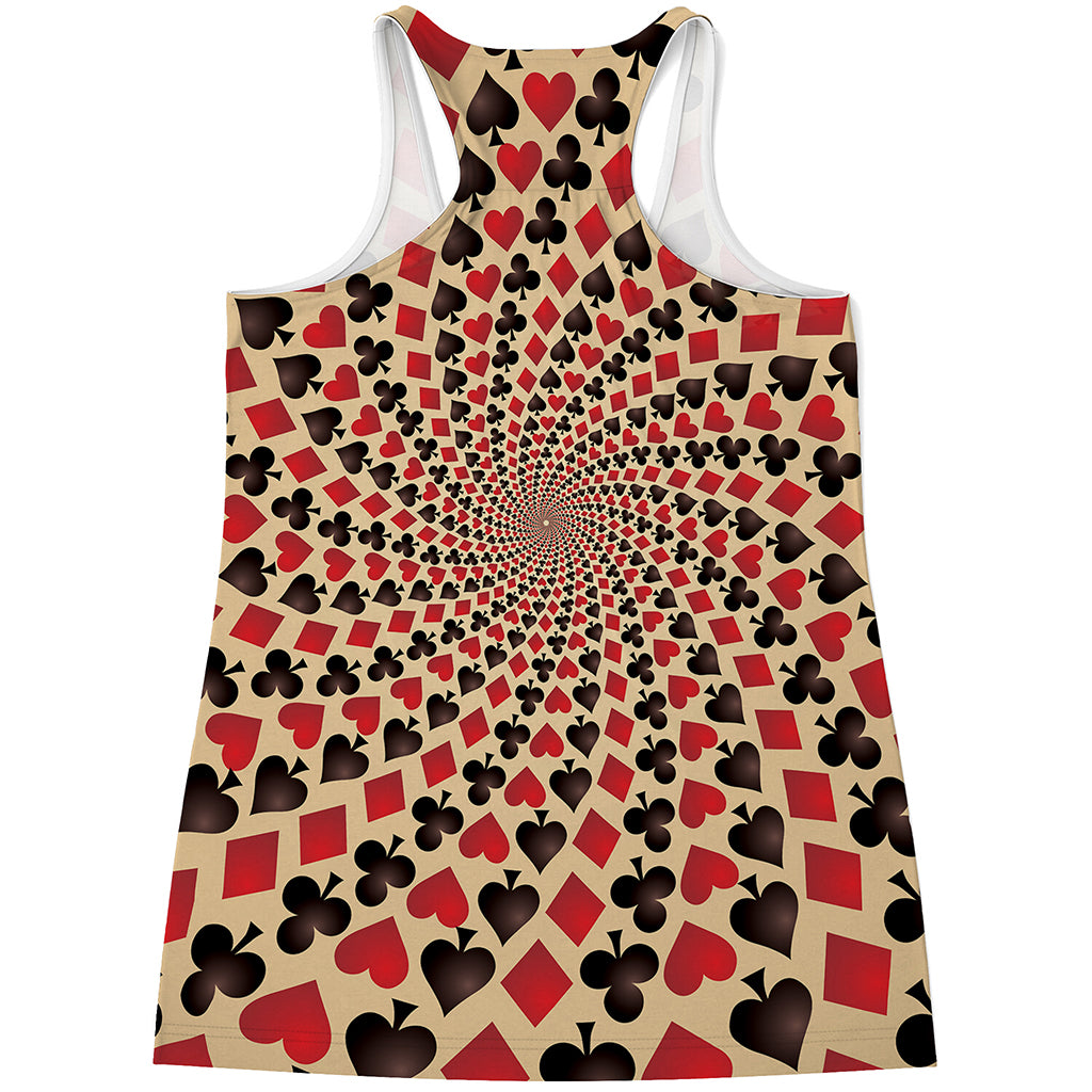 Swirl Playing Card Suits Print Women's Racerback Tank Top