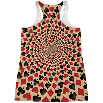 Swirl Playing Card Suits Print Women's Racerback Tank Top