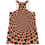 Swirl Playing Card Suits Print Women's Racerback Tank Top