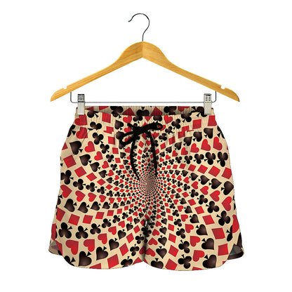 Swirl Playing Card Suits Print Women's Shorts
