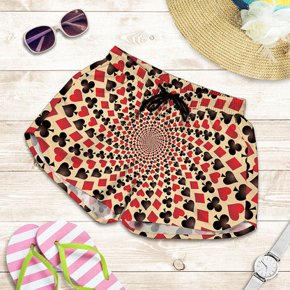 Swirl Playing Card Suits Print Women's Shorts