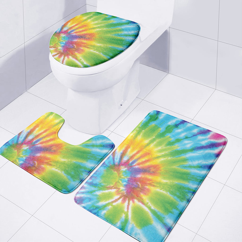 Swirl Tie Dye Print 3 Piece Bath Mat Set