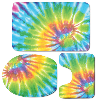 Swirl Tie Dye Print 3 Piece Bath Mat Set
