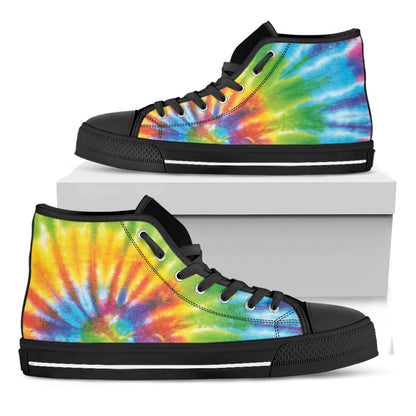 Swirl Tie Dye Print Black High Top Shoes