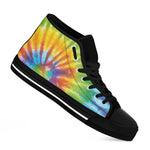 Swirl Tie Dye Print Black High Top Shoes