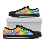 Swirl Tie Dye Print Black Low Top Shoes 