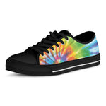 Swirl Tie Dye Print Black Low Top Shoes 