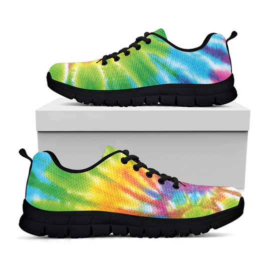Swirl Tie Dye Print Black Sneakers