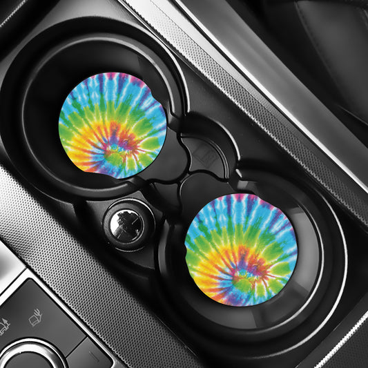 Swirl Tie Dye Print Car Coasters