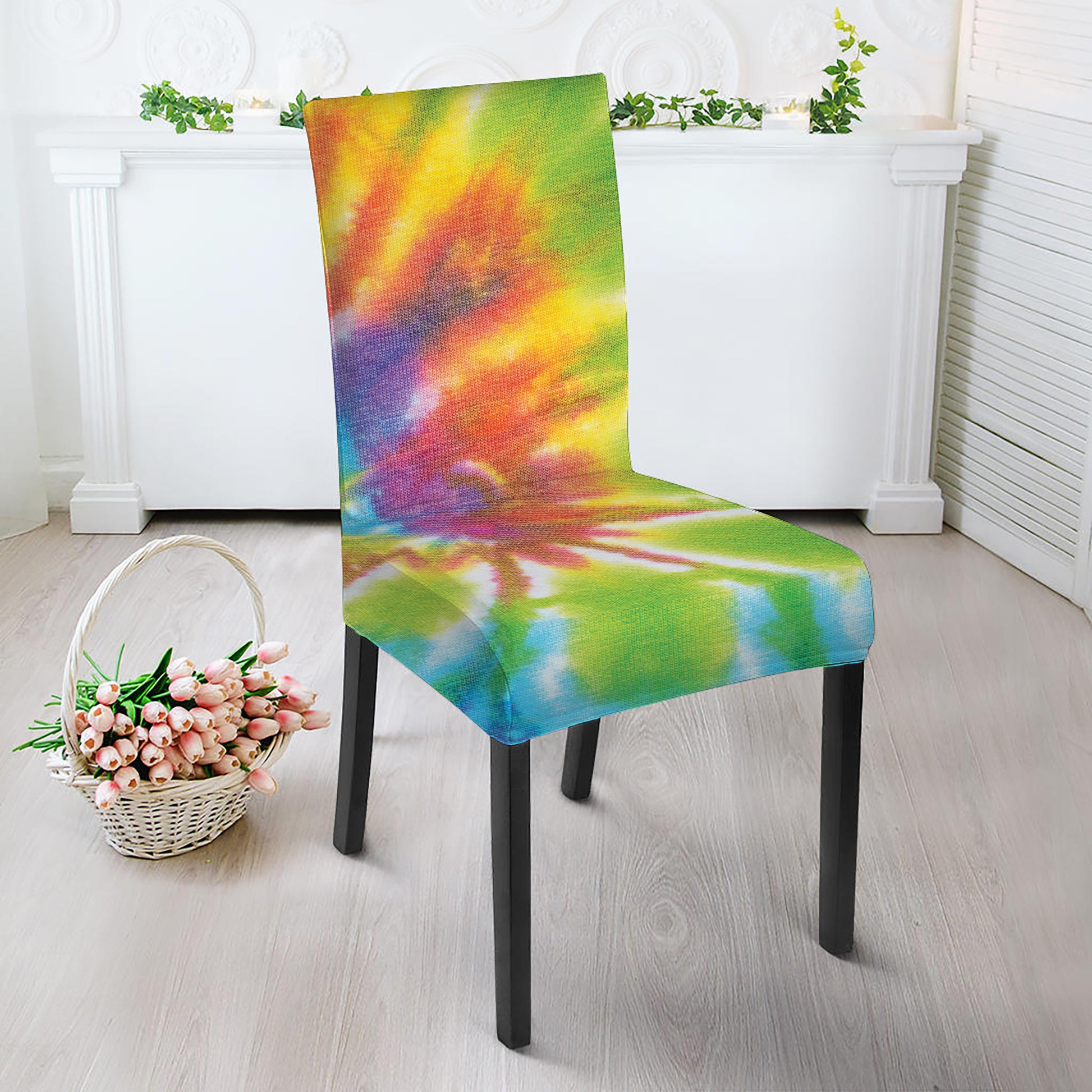 Swirl Tie Dye Print Dining Chair Slipcover