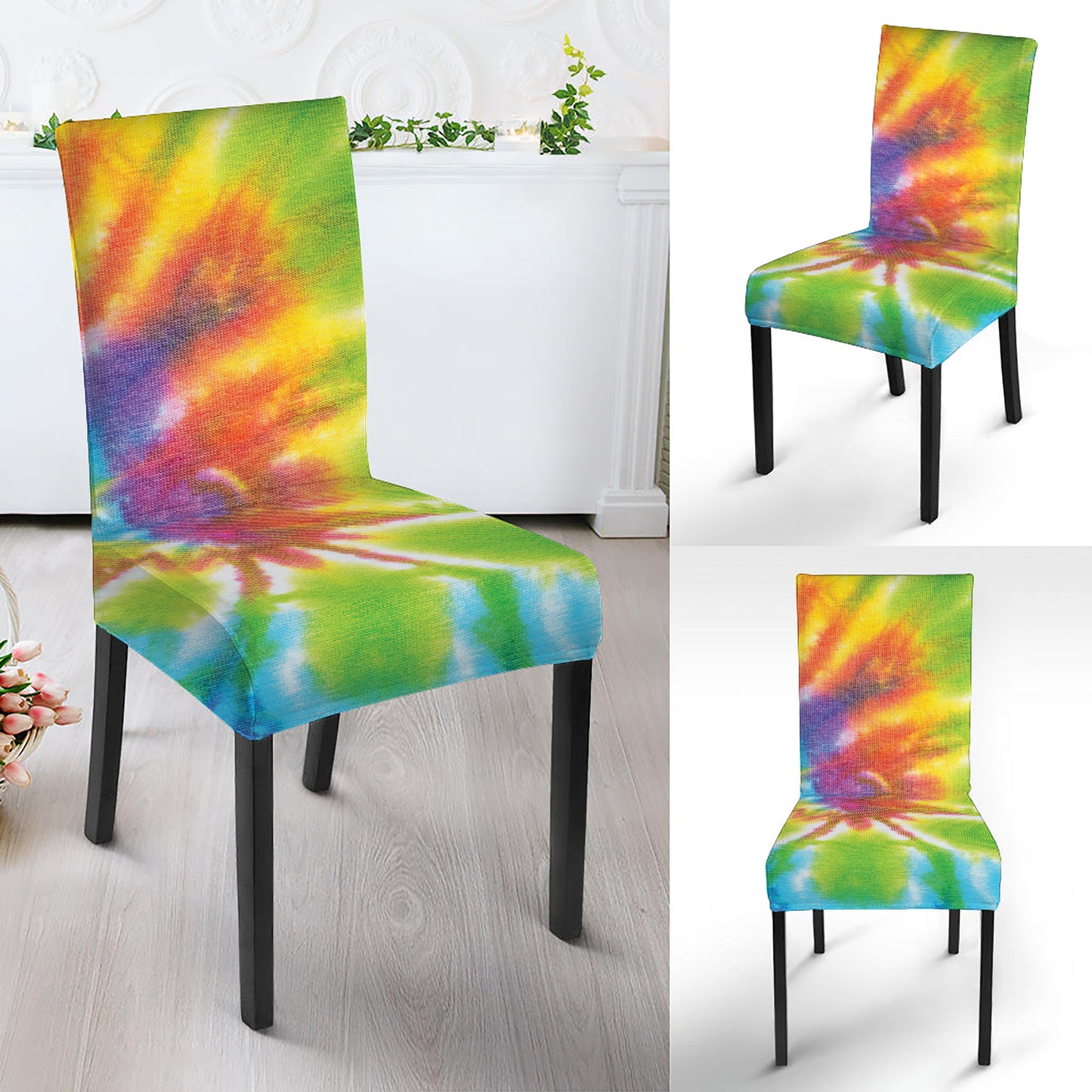 Swirl Tie Dye Print Dining Chair Slipcover