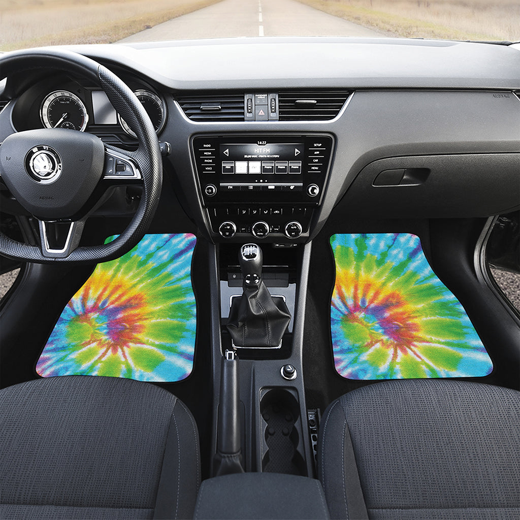 Swirl Tie Dye Print Front and Back Car Floor Mats