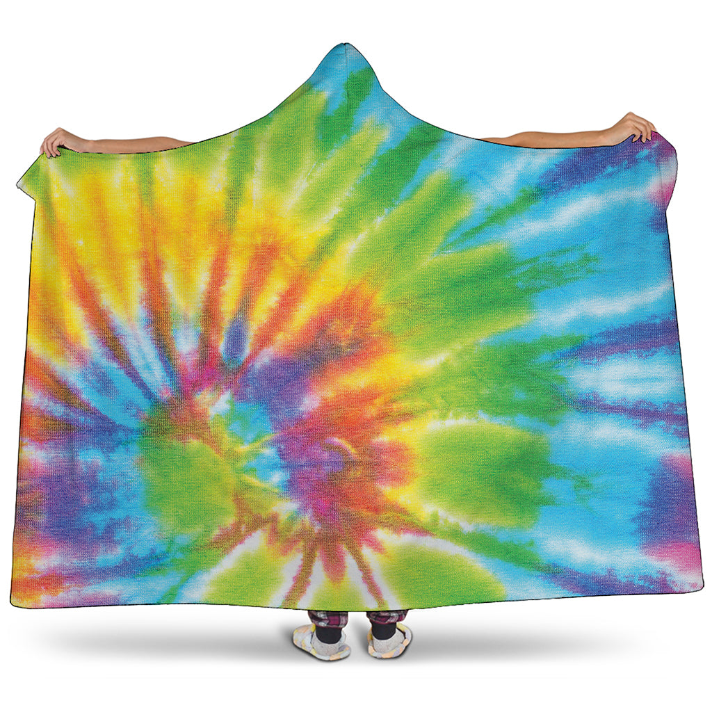Swirl Tie Dye Print Hooded Blanket
