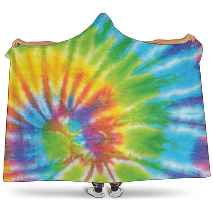 Swirl Tie Dye Print Hooded Blanket