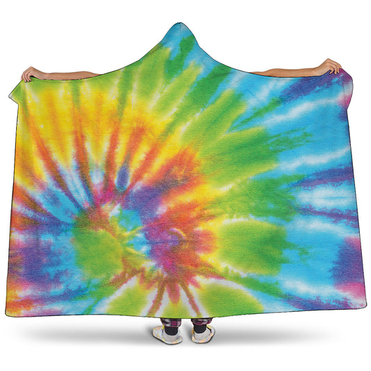 Swirl Tie Dye Print Hooded Blanket