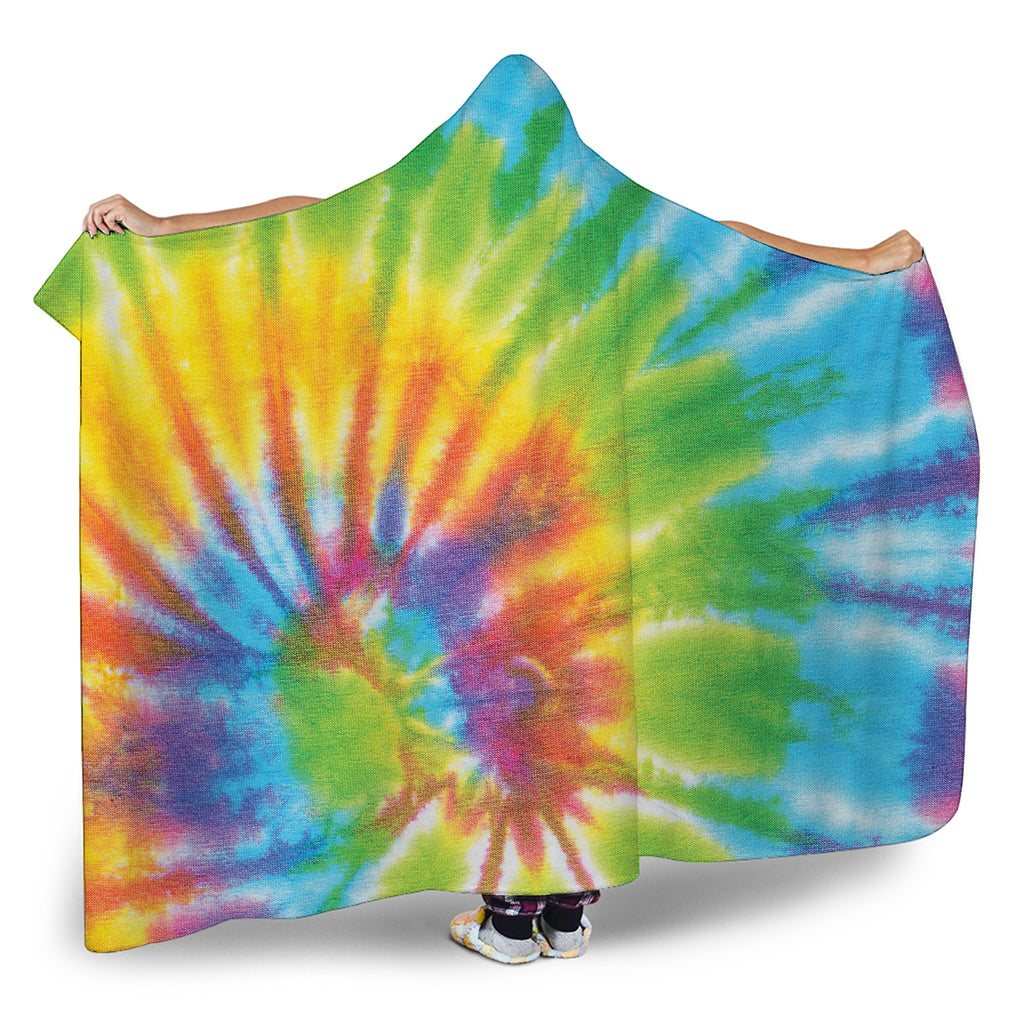 Swirl Tie Dye Print Hooded Blanket