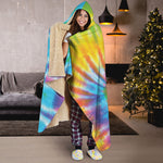 Swirl Tie Dye Print Hooded Blanket