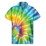 Swirl Tie Dye Print Men's Short Sleeve Shirt
