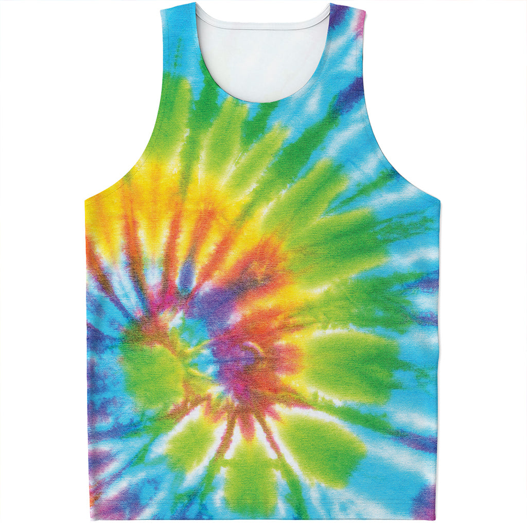 Swirl Tie Dye Print Men's Tank Top