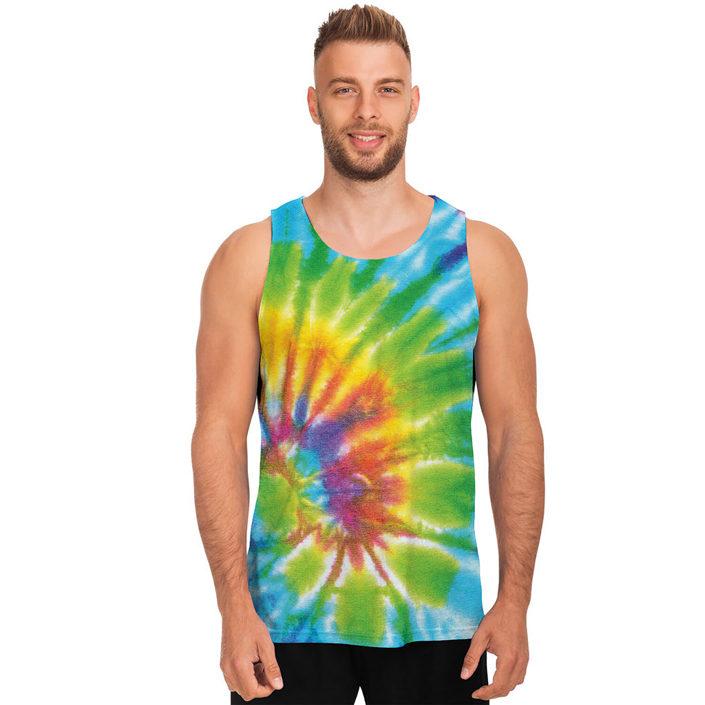 Swirl Tie Dye Print Men's Tank Top