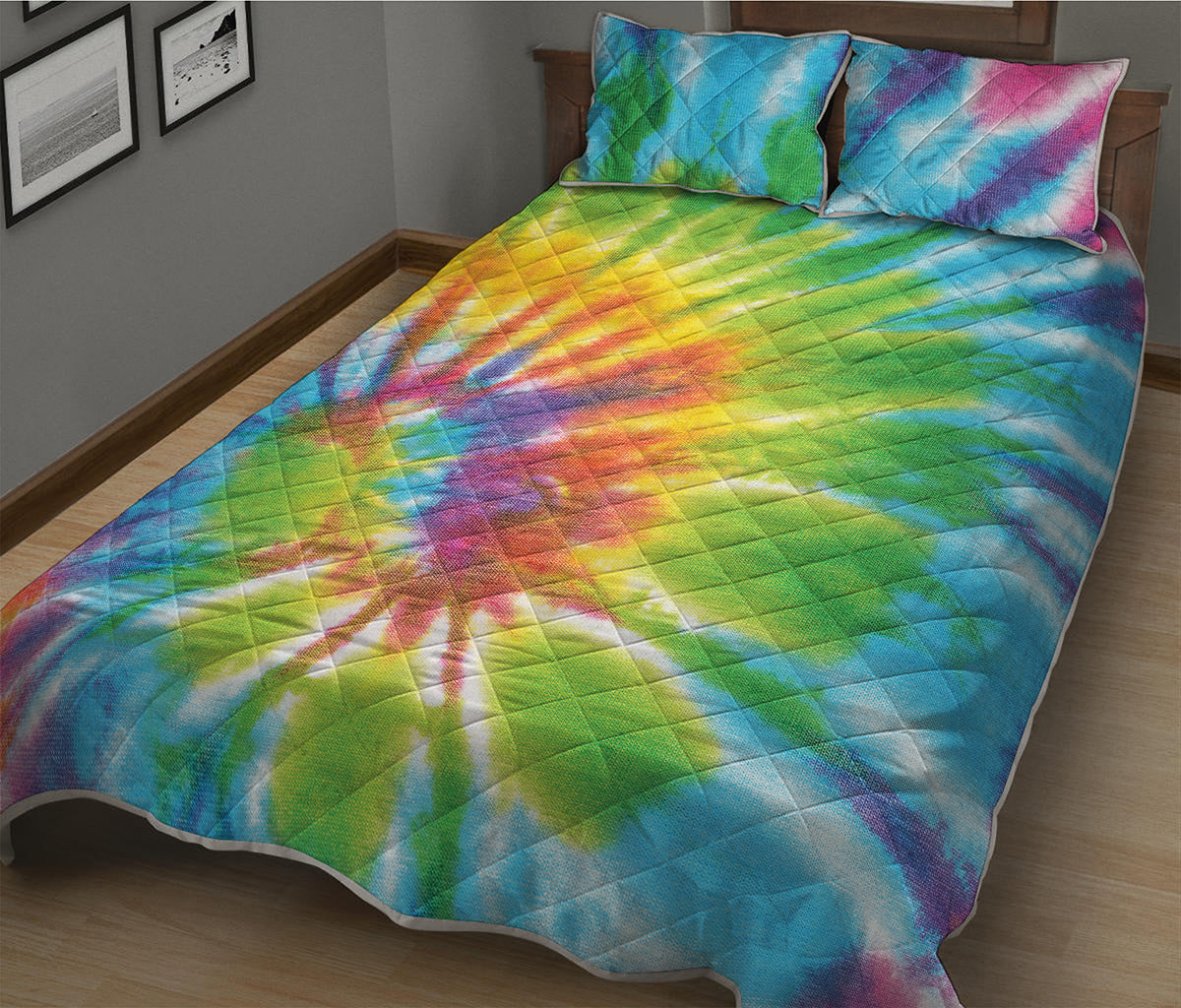 Swirl Tie Dye Print Quilt Bed Set