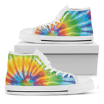 Swirl Tie Dye Print White High Top Shoes