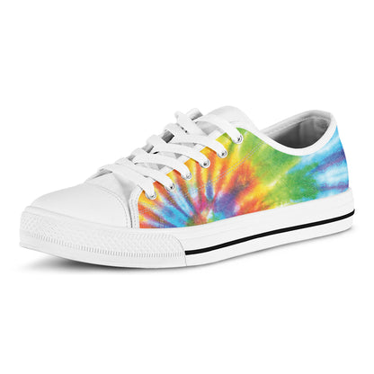 Swirl Tie Dye Print White Low Top Shoes