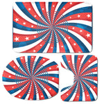 Swirly American Patriotic Print 3 Piece Bath Mat Set