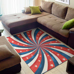 Swirly American Patriotic Print Area Rug