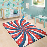 Swirly American Patriotic Print Area Rug